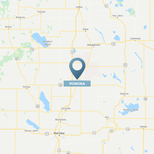Map of Ponoka, Alberta