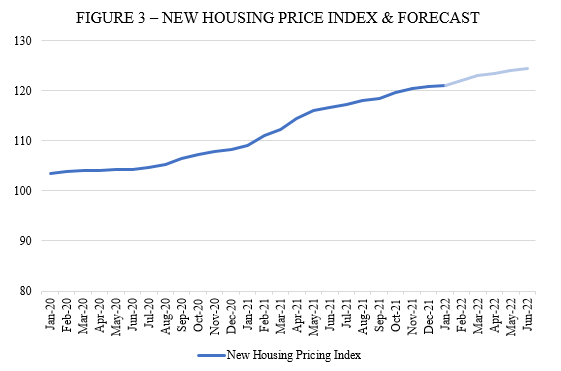 New Housing Price Index to June 2022 and Forecast. January 2020 to 